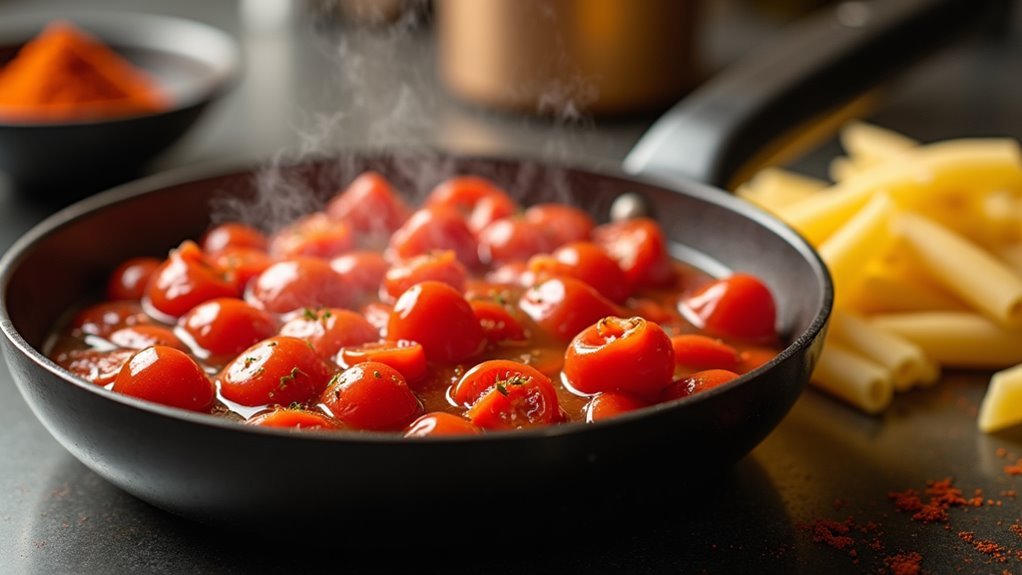simmer tomatoes with olive oil