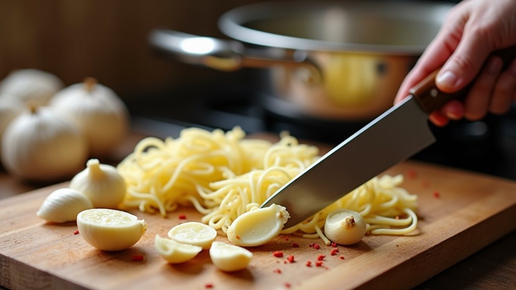 slice and saut garlic