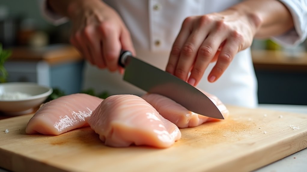 slice chicken into pieces