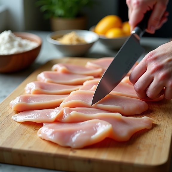 slice chicken into strips