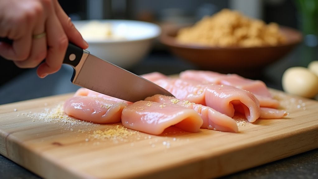 slice chicken into strips