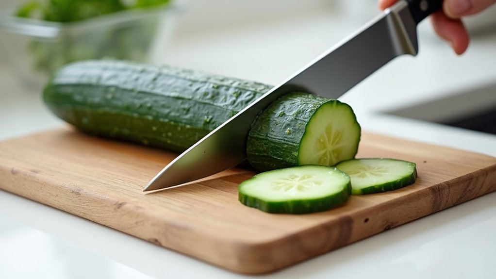 slice cucumber into rounds