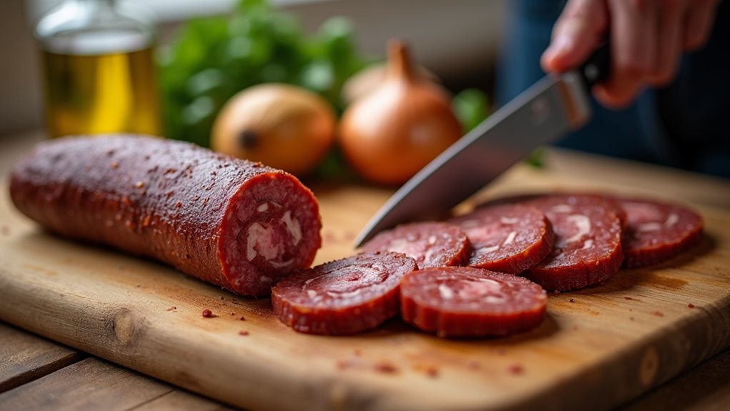 slice smoked sausage evenly