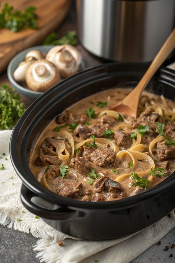 slow cooked beef stroganoff recipe
