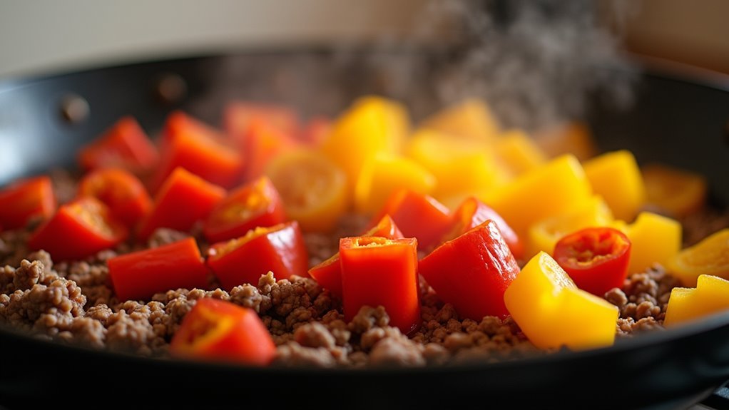 soften chopped bell peppers