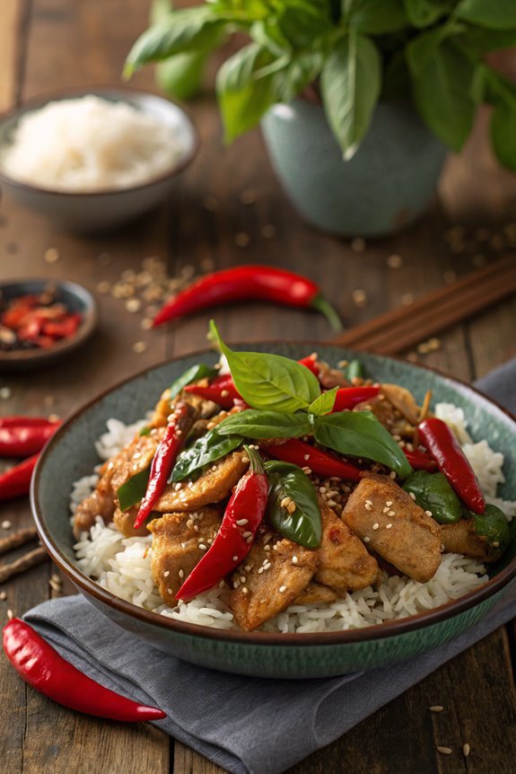 spicy basil chicken dish