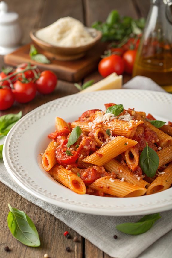 spicy penne pasta dish