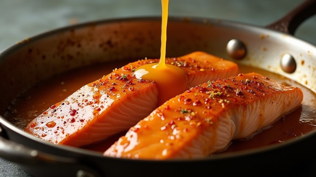 spoon sauce onto fillets