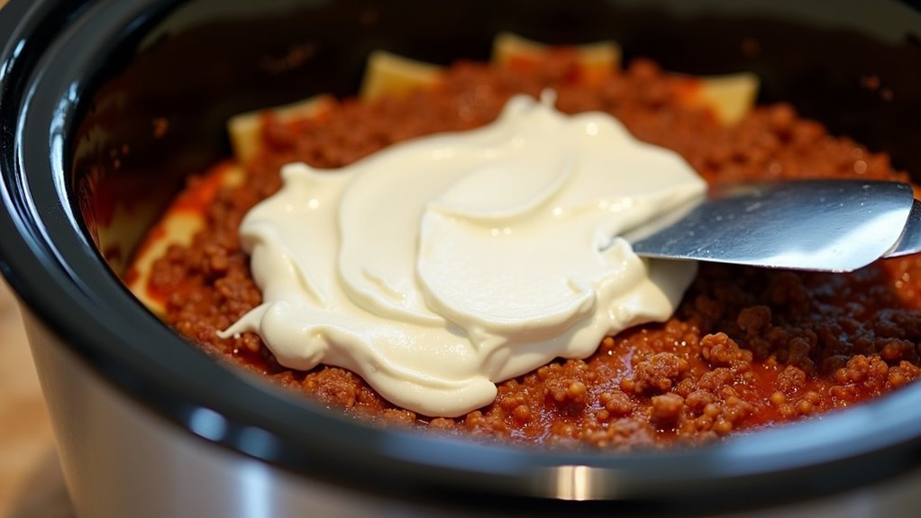spread ricotta on beef