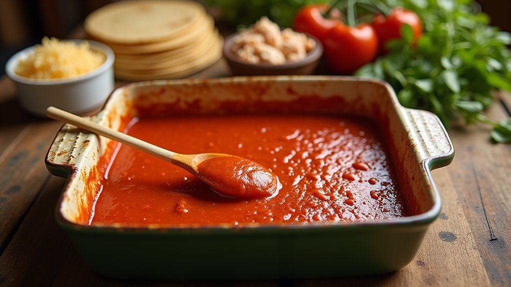 spread sauce evenly in dish