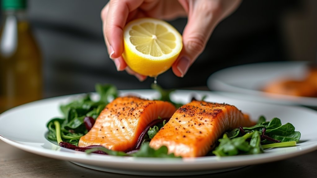 squeeze lemon onto dish