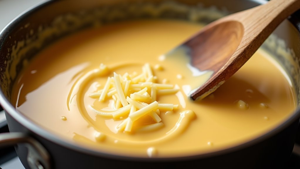 stir in cheese continuously