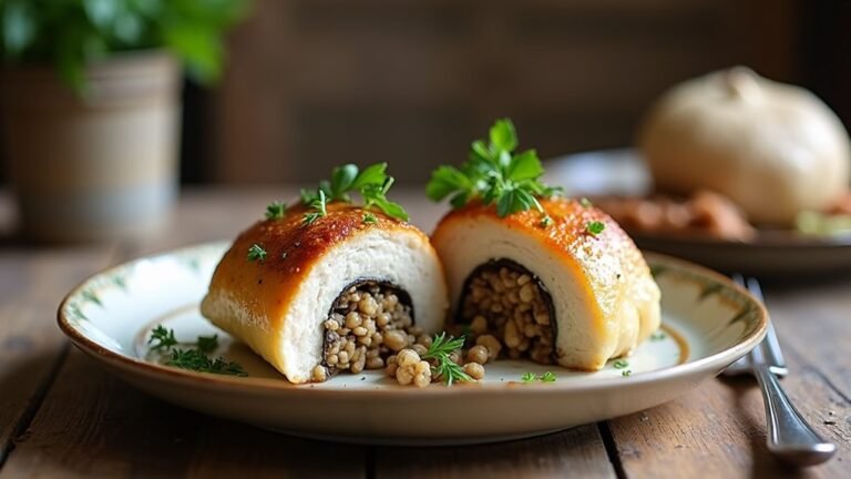 stuffed chicken with mushroom rice