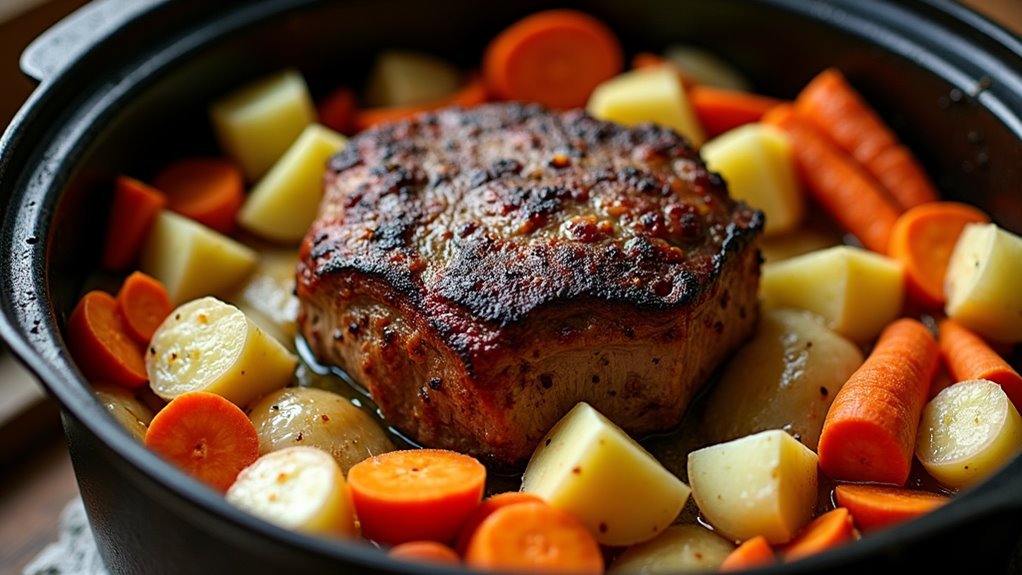 surround roast with vegetables