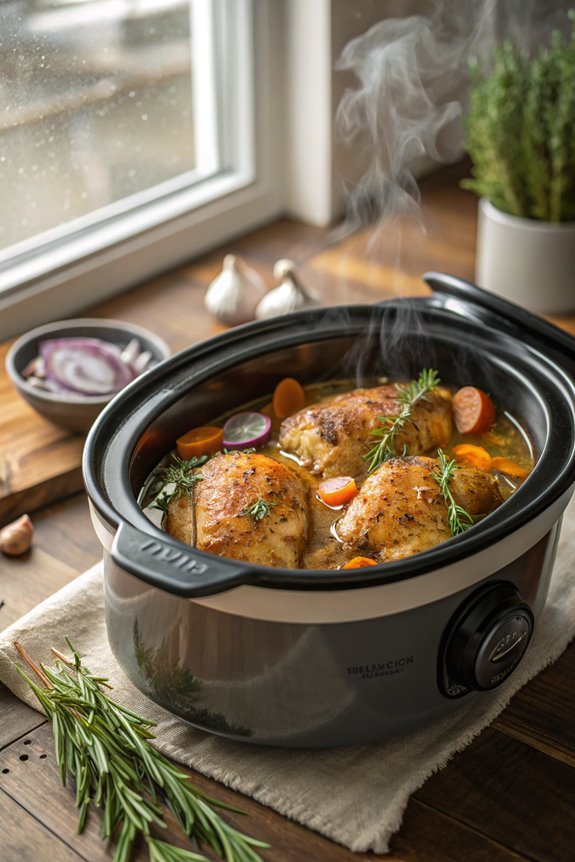 tender slow cooked chicken thighs