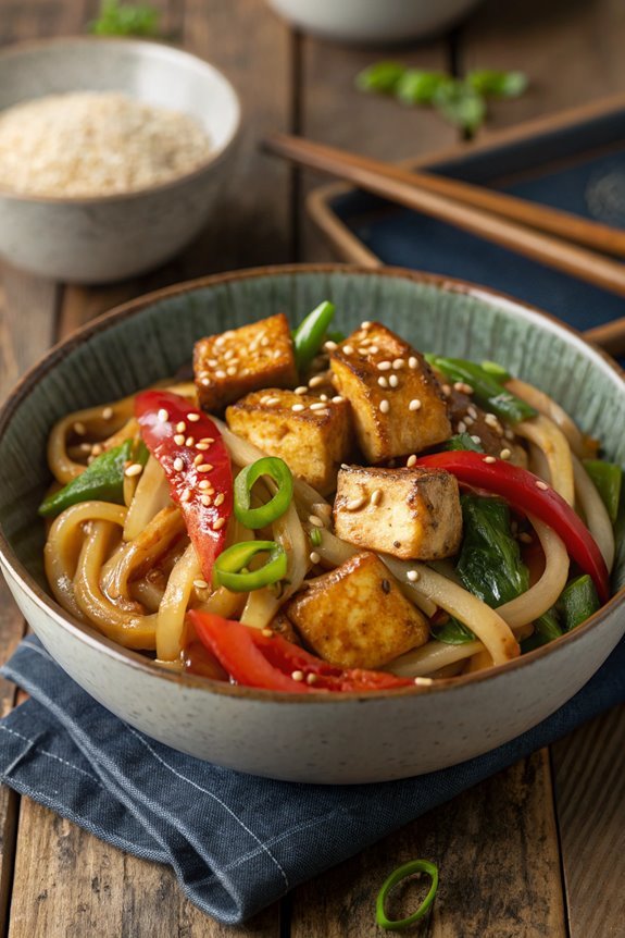 tofu and udon stir fry