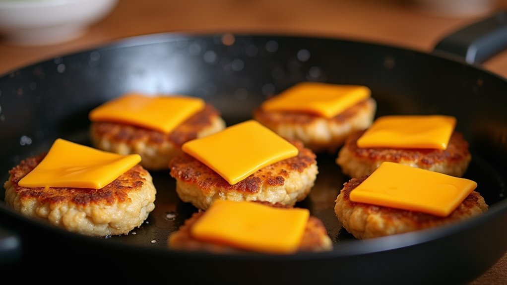 top patties with cheese