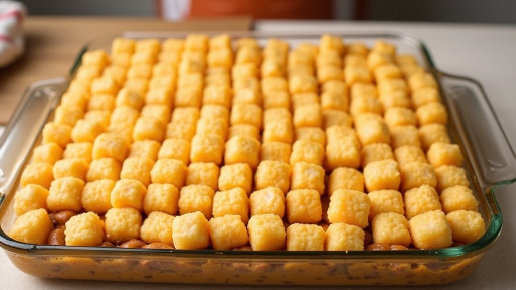 tots placed atop dish