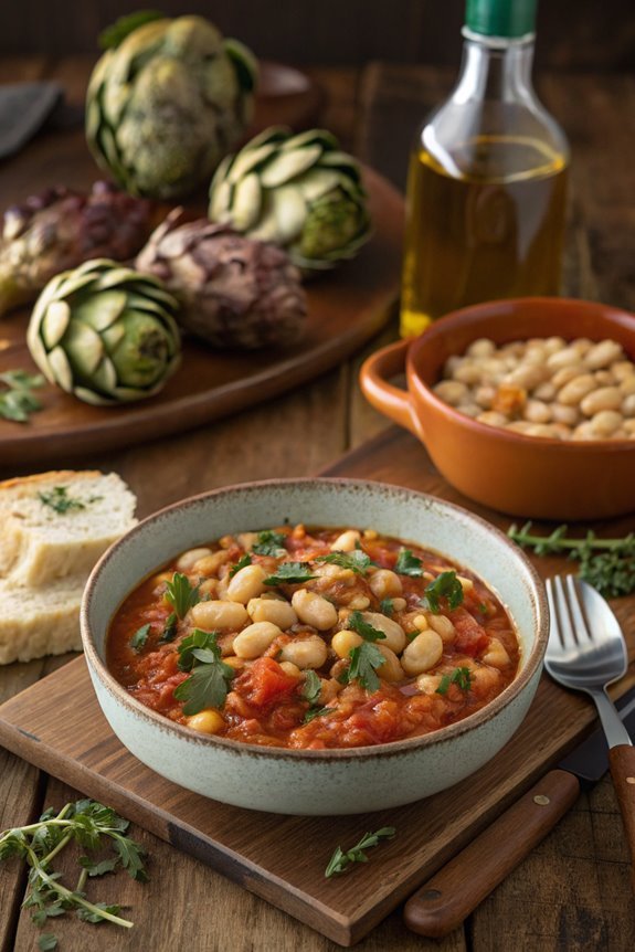 tuscan style beans with artichokes
