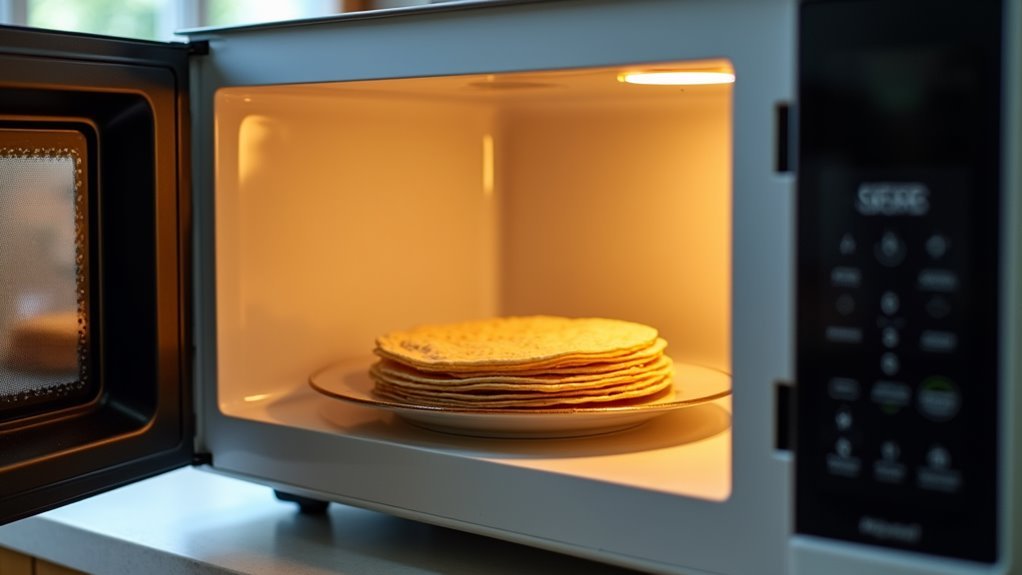 warm tortillas in microwave