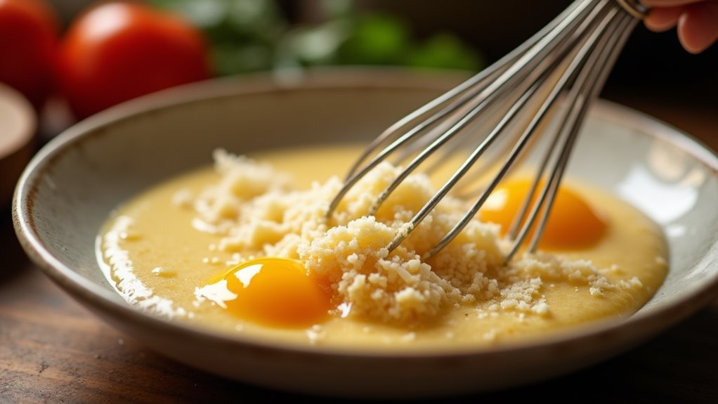 whisk eggs and cheese