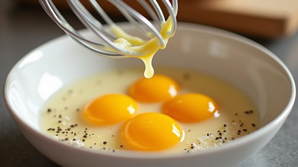 whisk eggs with seasoning