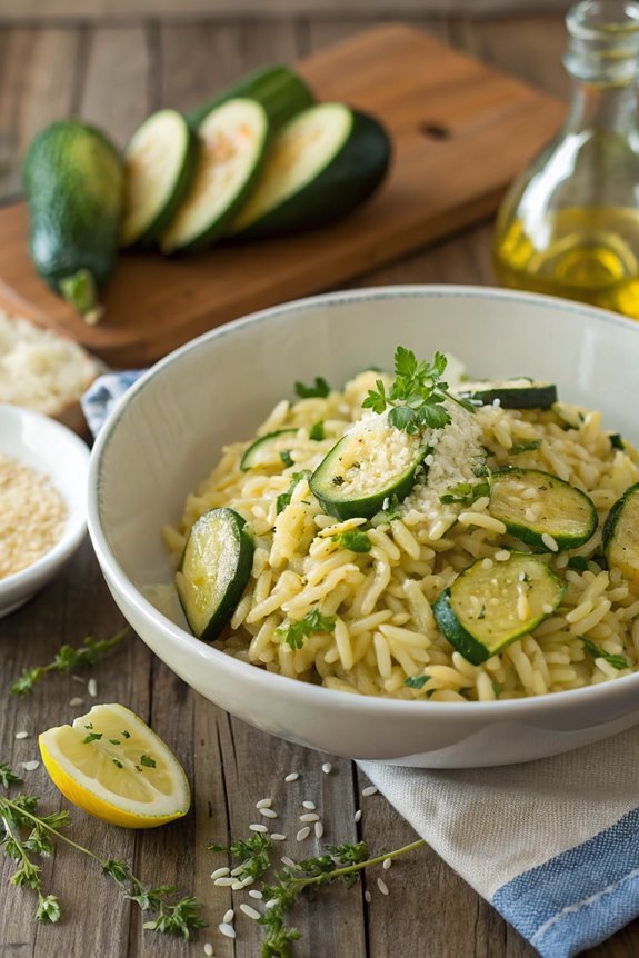 zucchini orzo pasta dish